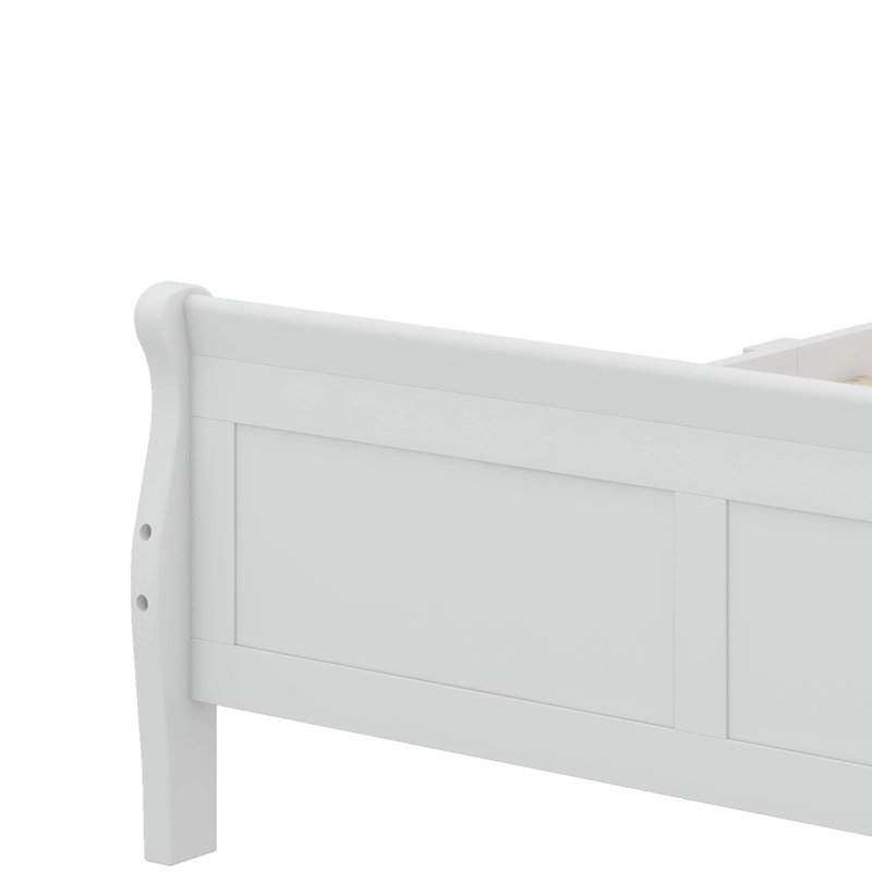 Dovidio Wood Platform Bed Frame with Headboard, Full, White
