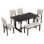 Ensemble de table et chaises de salle à manger 6 pièces avec pieds de forme spéciale et dossiers et coussins recouverts de mousse pour la salle à manger-1738637200