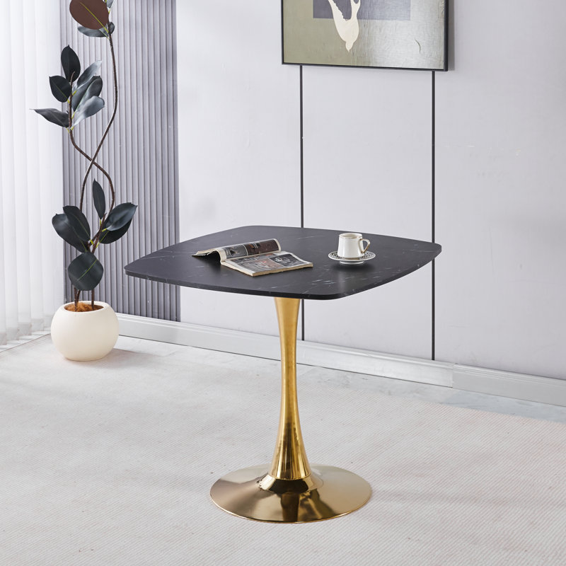 Table de salle à manger moderne à piédestal pour cuisine et coin-repas, Noir mat, H 28,7 po x L 31,5 po x l 19,68 po