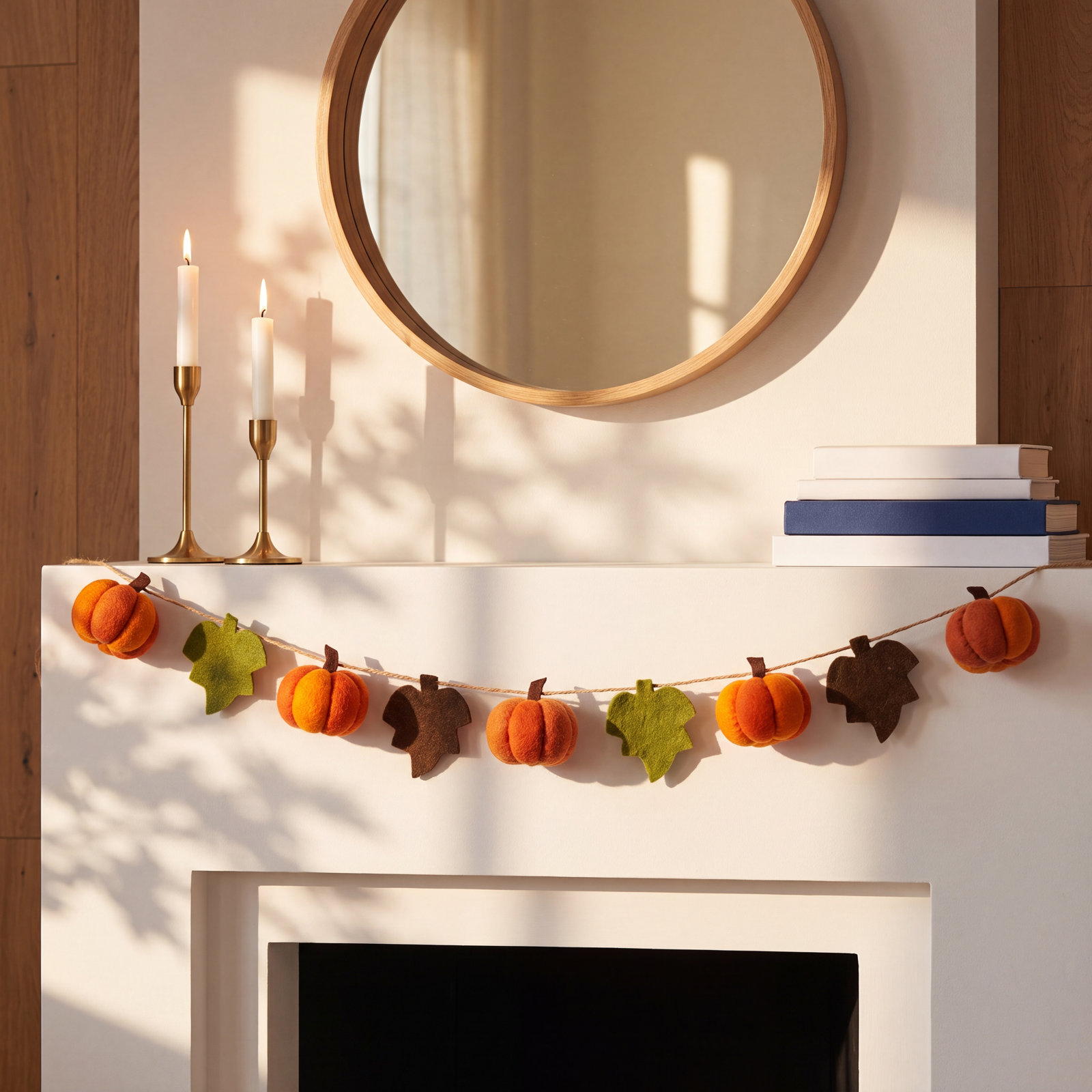 Arcadia Home 84" Wool Pumpkin Vine Garland