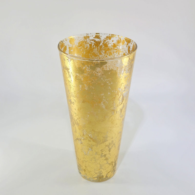 Vase Thassos, Doré, H 12 po x l 6 po x P 6 po