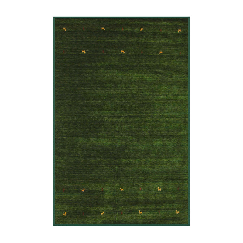 Tapis contemporain vert foncé, Rectangle 4 pi x 6 pi