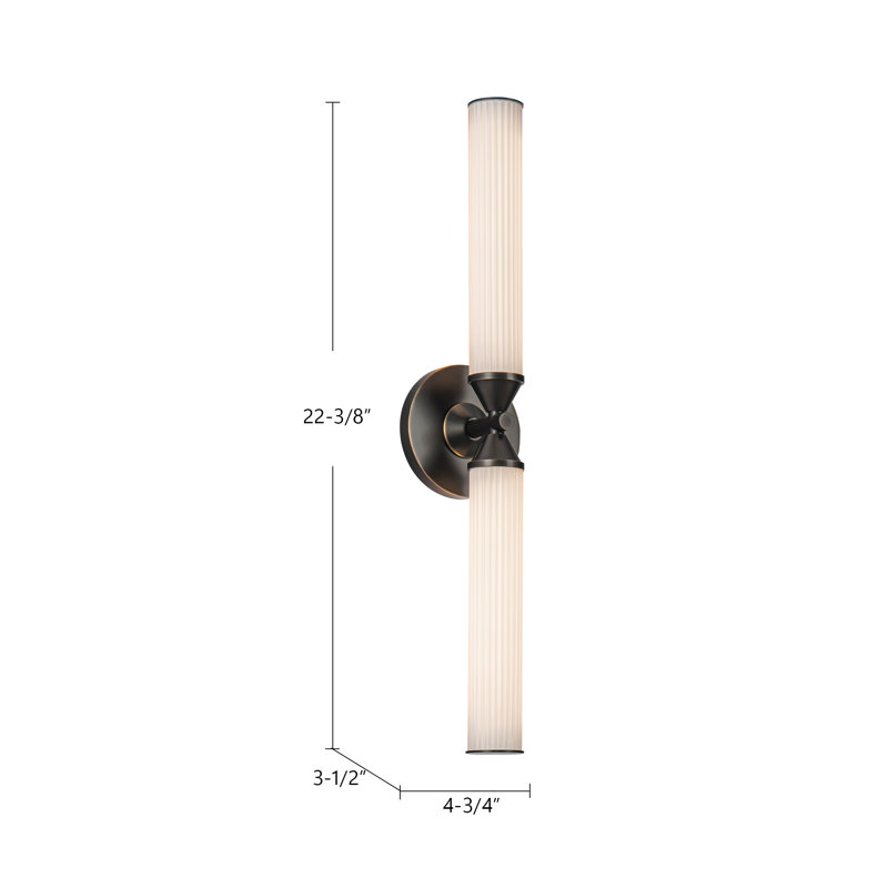 Edwin 2 - Light LED Bath Sconce, Vintage Brass