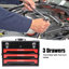 Boîte à outils portable 20 po en acier inoxydable, noire et rouge, résistante, glissières à roulement à billes, métal, plateau de rangement supérieur, poignée de transport pour divers besoins avec trousse à outils, noire et rouge, construction robuste, usages multiples