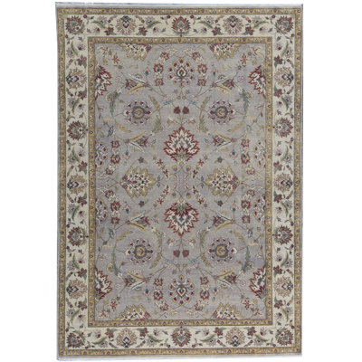 Tapis chameau et vert noué à la main de haute qualité