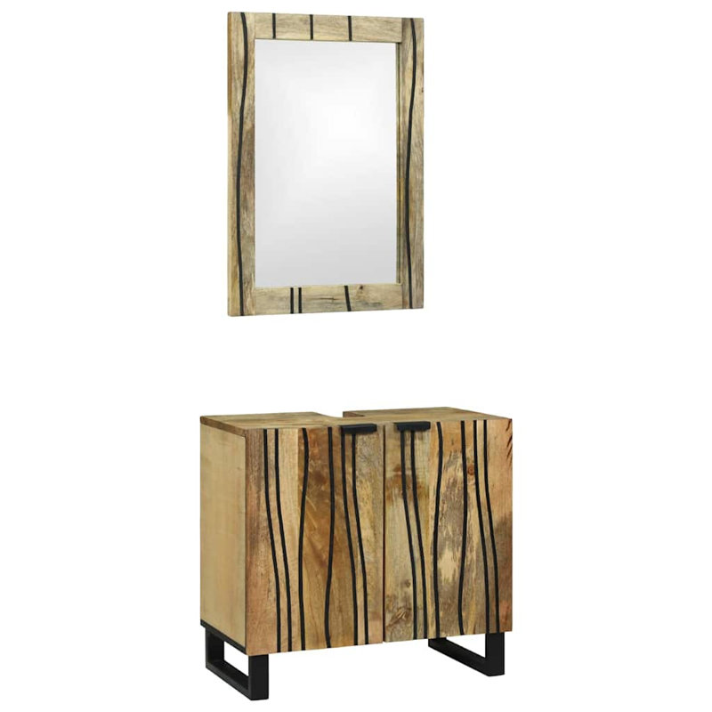 Bathroom Furniture Set With Shelf 2 Pcs 62 X 33 X 58 Cm, Natural