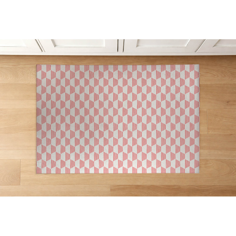 Hexaline Low Profile Kitchen Mat, Dusty Rose, Rectangle 4' x 6'