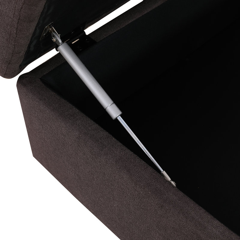  Orella Marlinda 28.5" Wide Upholstered Rectangle Tufted Flip Top Storage Ottoman, Brown Flannel