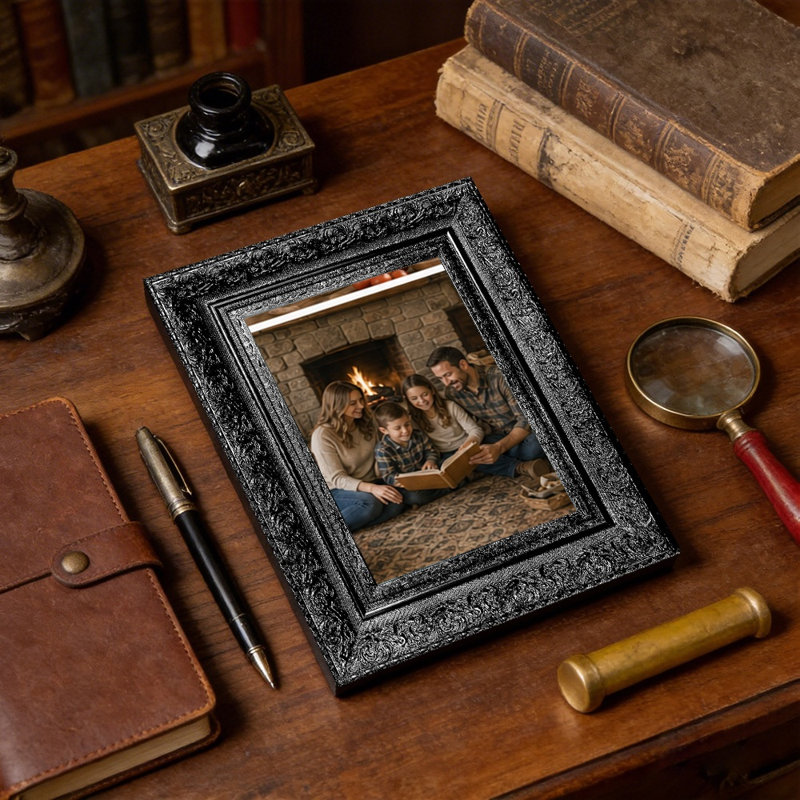 Cadre photo noir orné 1pc pour photos de salon 8 "x 10", Black, 1, L 8 po x H 10 po