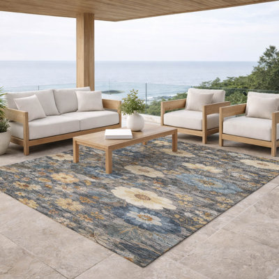Machine Washable Indoor/Outdoor Chantille ACN2947 Floral Rug