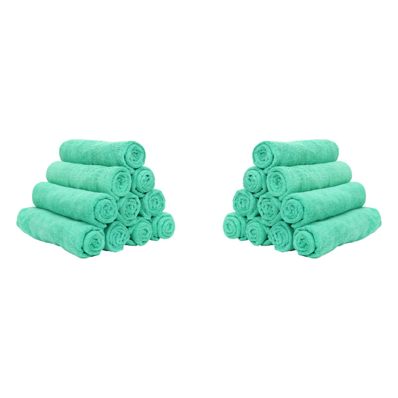 Ensemble de 12 essuie-mains en microfibre Mikmat Smart Choice 300 GSM 16 x 27, Vert