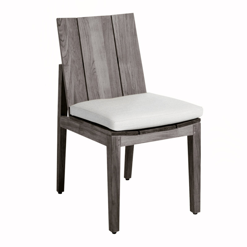 Chaise d'appoint en teck Ashland - Huître, Teck huître, Pas de soudure, Tweed caramel