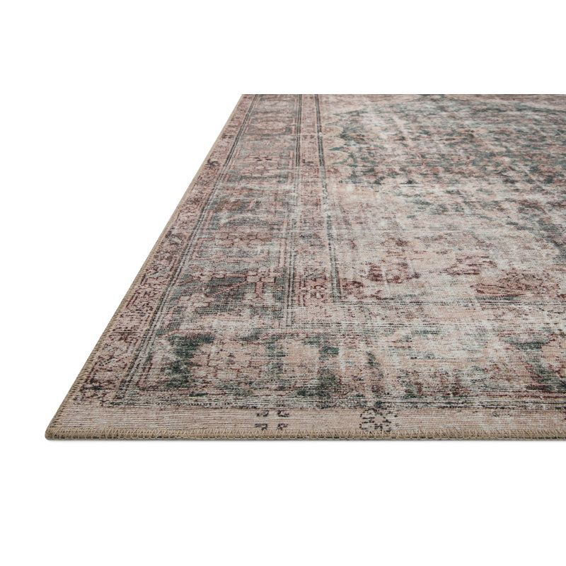 Lagoon and Beige Rectangular Wool Blend Area Rug, 7'-6" x 9'-6"
