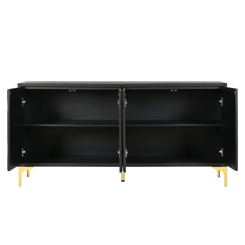 Buffet 60 po avec poignées 60 po, Noir