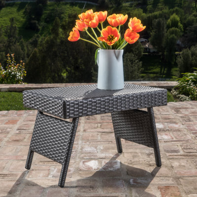 Billur Rectangular Wicker/Rattan Outdoor Folding Side Table