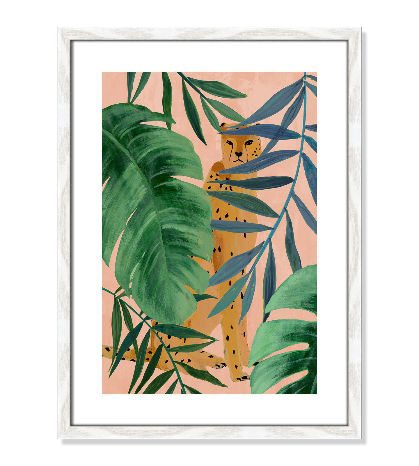 Allie "Silent Jungle" Painting by Isabelle Z, 23" H x 17" W x 0.75" D, White Wood Framed Paper