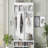 Modern Hallway Hall Tree with Metal Hooks and Storage Space, Multi-Functional Entryway Coat Rack with Shoe Cubbies