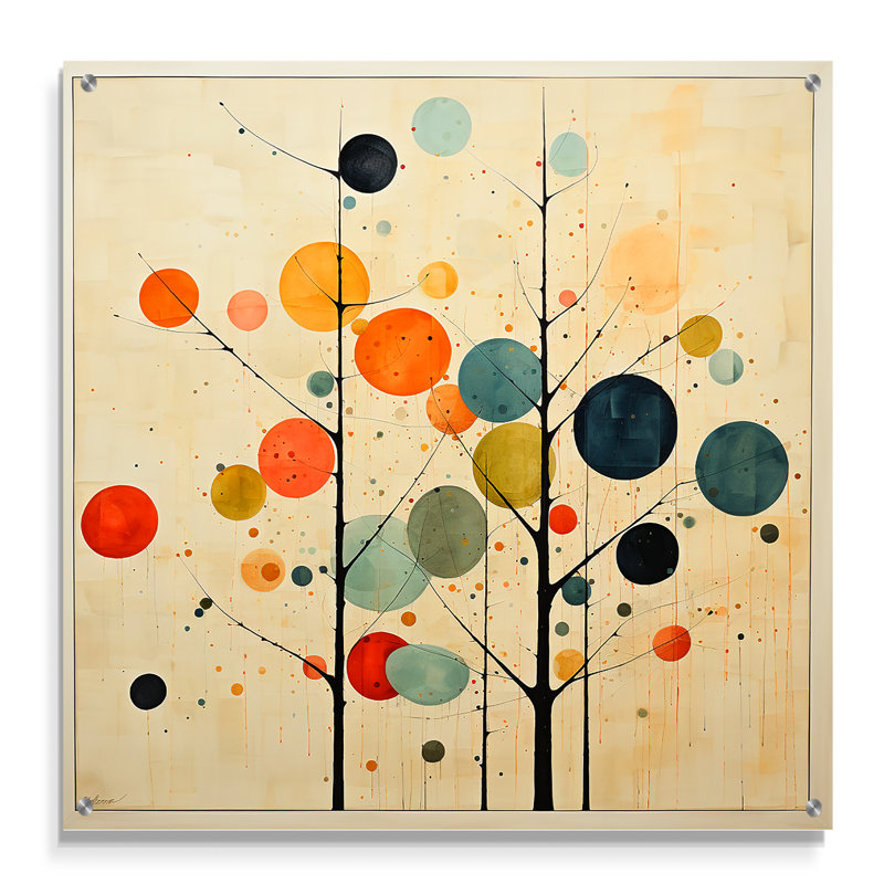 Art mural acrylique minimaliste beige Mid-Century, H 16 po x l 16 po