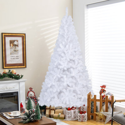 Arbre de Noël artificiel en PVC blanc avec pieds en métal massif