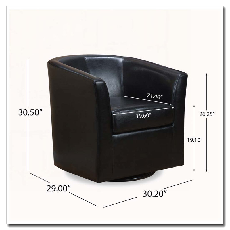 Fauteuil d'appoint pivotant en similicuir, Noir