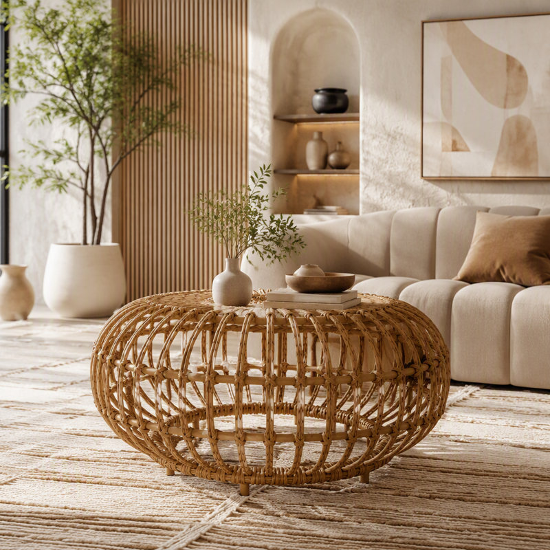 Table basse en faux rotin