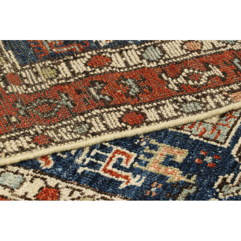 Burano Hand Knotted Wool Geometric Area Rug, Runner 3' x 8'