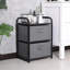 Commode pour chambre à coucher avec 2 tiroirs, commode large, commode en tissu, unité de rangement avec bacs en tissu pour placard, salon, couloir, chambre de bébé, gris foncé