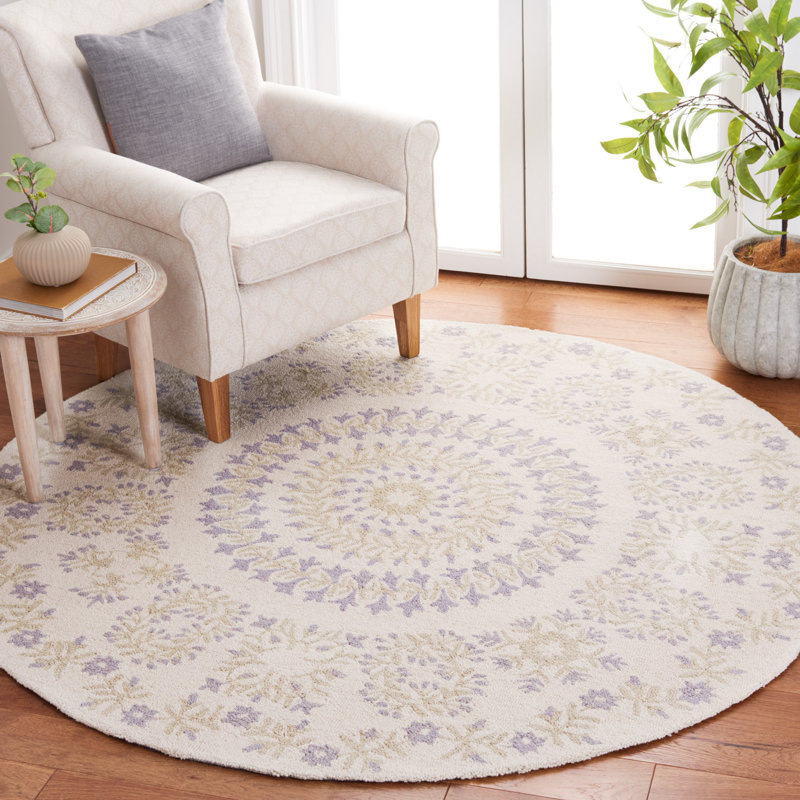 Empire Hand Tufted Indian Wool Floral Rug, Round 6'