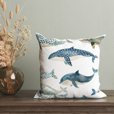Housse de coussin Whales Seafoam Soiree