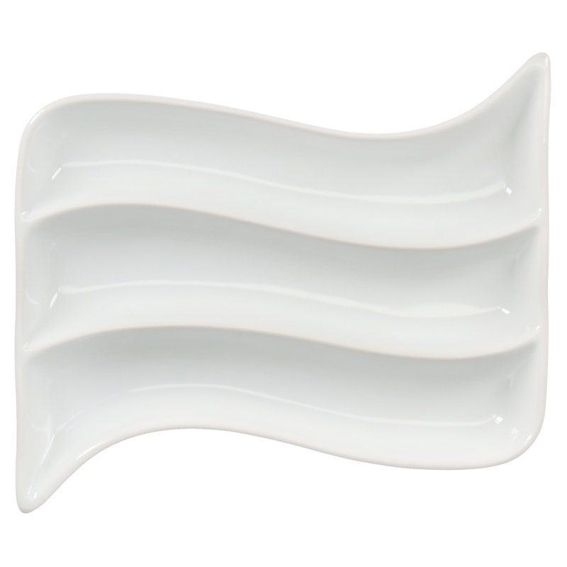 White Ceramic Wavy 3-Ounce Serving Dish