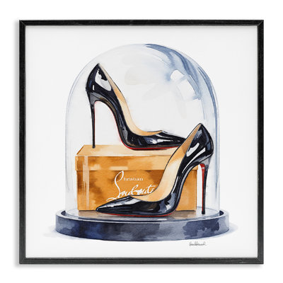 Estampe numérique noire à talons hauts encadrée, design par Amanda Greenwood