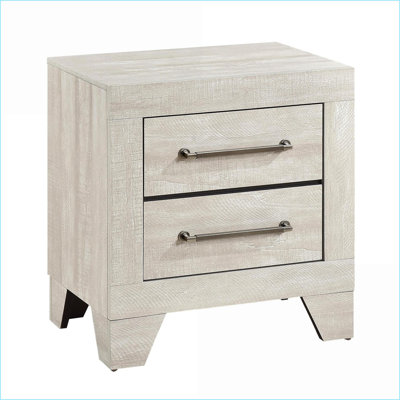 Table de chevet moderne en chêne gris avec 2 tiroirs