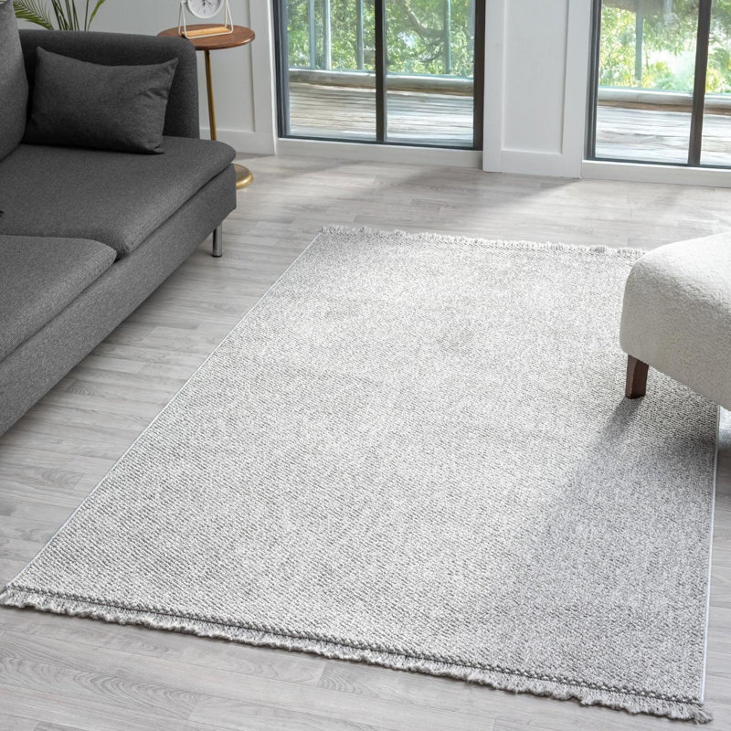 Tapis texturé à franges, Rectangulaire 8 pi x 10 pi, Grey
