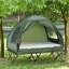 Tente de lit de camping surélevée 4 en 1: lit pliable pour 2 personnes avec tente, couvre-lit et matelas gonflable