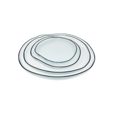 Yosuf 4 Pieces Of Organic Shaped Dinner Plates with Colored Sides