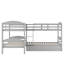 Lit superposé simple en L gris avec lit gigogne - sécurisé pour un espace de couchage adéquat