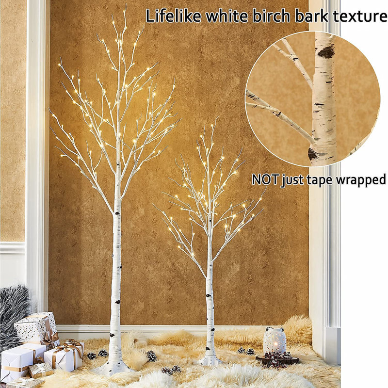 Lighted Birch Trees with 48 LED Lights