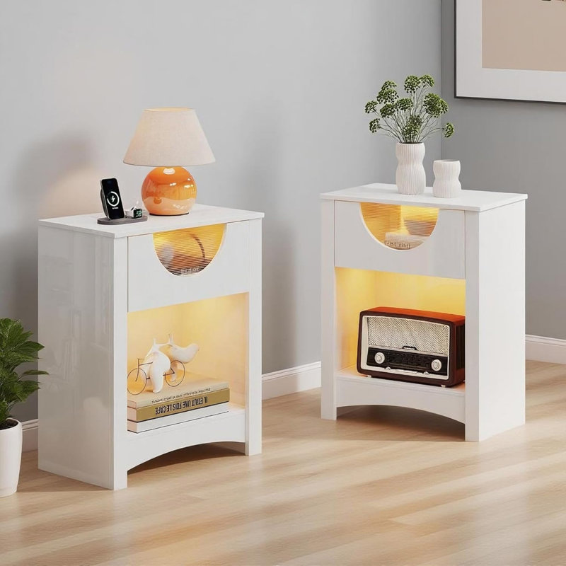 48cm W Manufactured Wood Bedside Table