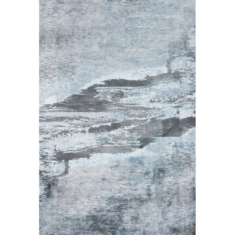 Cool Blue Abstract Area Rug 6x8 for Modern Living Rooms