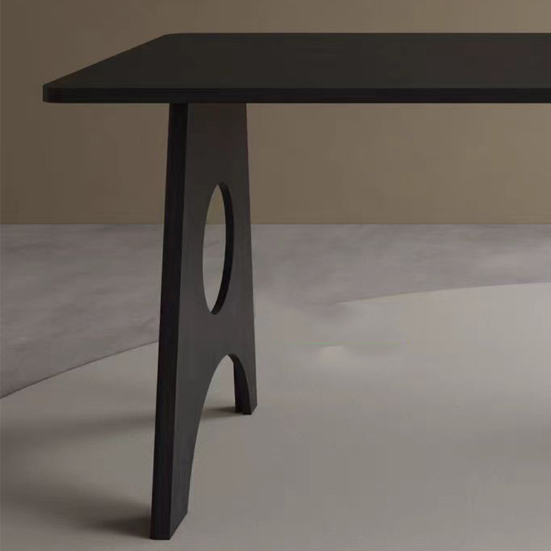 Ensemble de table à manger moderne simple en bois massif noir, H 29,5 po x L 86,6 po x l 35,4 po
