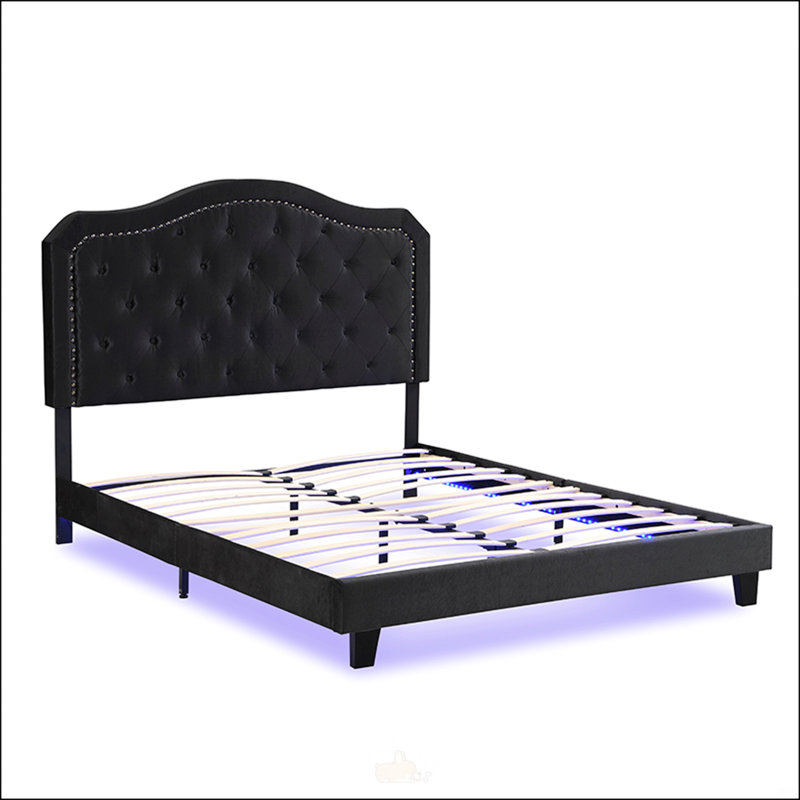 Upholstered Bed, Black