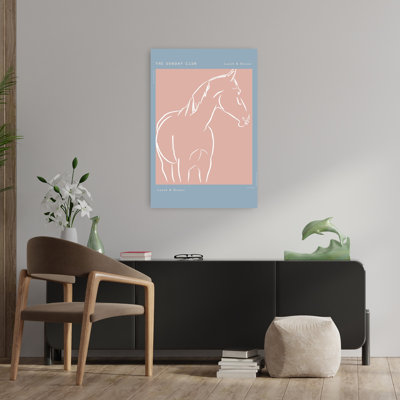 Elegant Equine Sketch Abstract Minimalist Modern Horse Architecture Wall Art Print 1 Piece Wrapped Canvas Wall Art