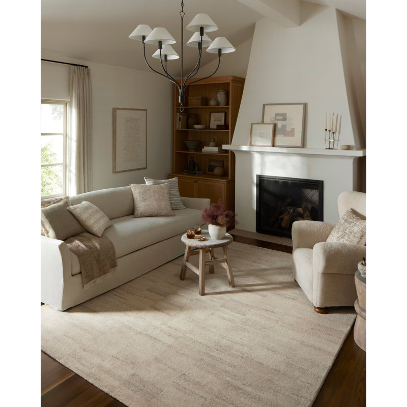 Amber Lewis x Loloi Rocky Natural / Fog Area Rug, Square 1'6"