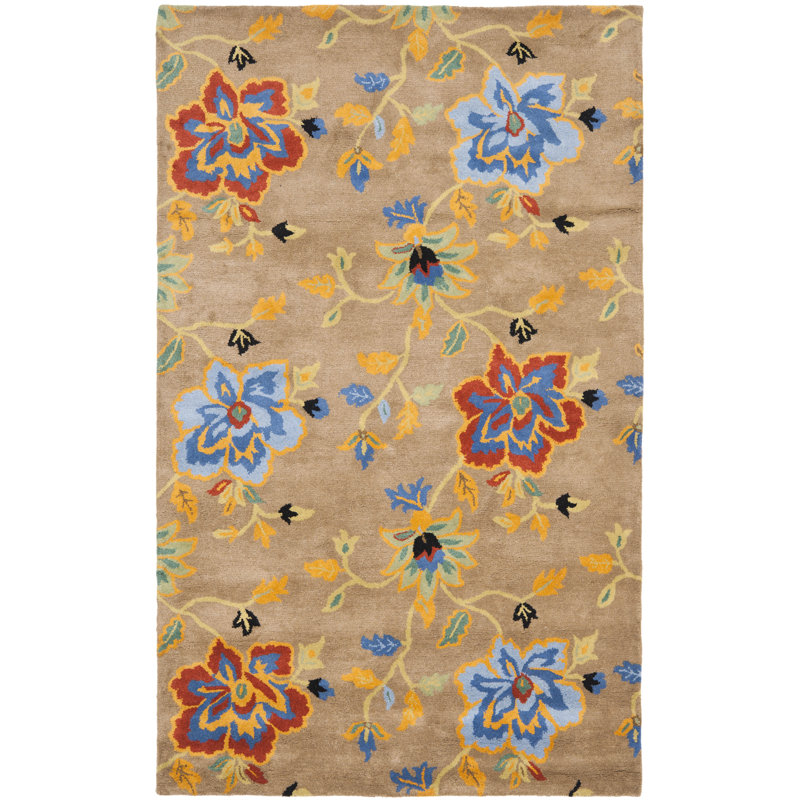 Nonia Hand Tufted Wool Floral Rug, Rectangle 2' x 3'