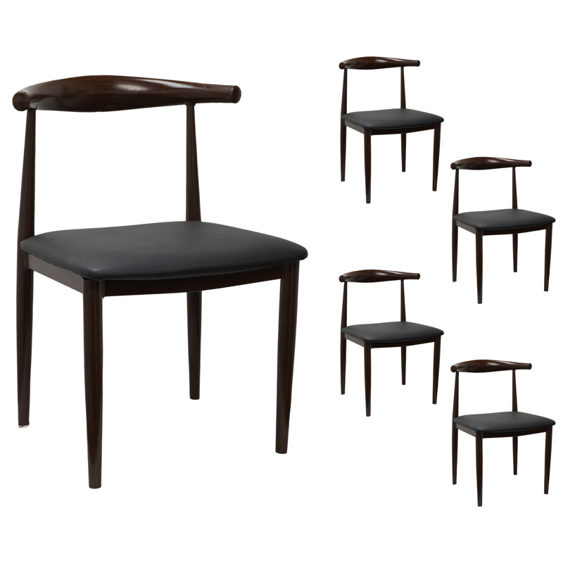 Ensemble de 5 chaises de salle à manger en simili bois avec assise rembourrée en polyuréthane