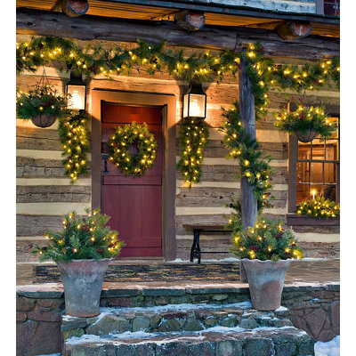Faux Lighted Pine Wreath