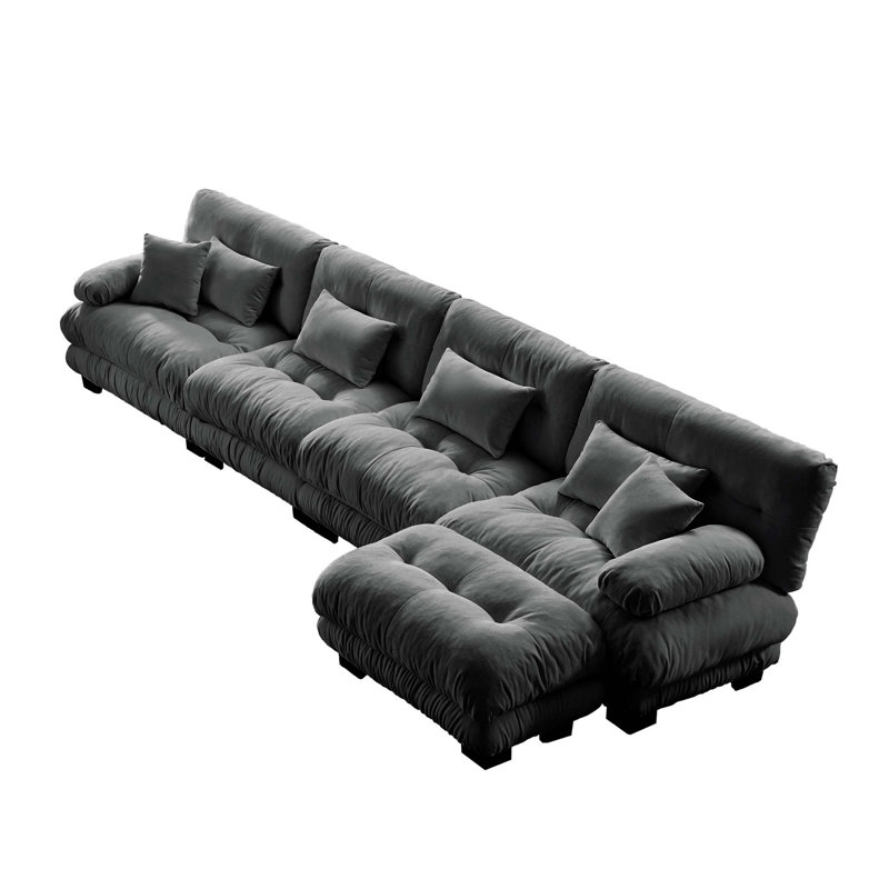 Combinaison libre, canapé modulaire modulaire, canapé en forme de L pour le salon, canapé confortable à 4 places avec repose-pieds convertible, chenille