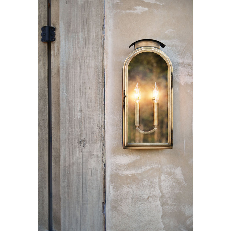 Rowley 2-Light Brass Outdoor Heritage Wall Mount Lantern