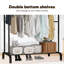 Portant à vêtements autoportant double poteau multifonctionnel, porte-vêtements en métal avec tablettes, noir