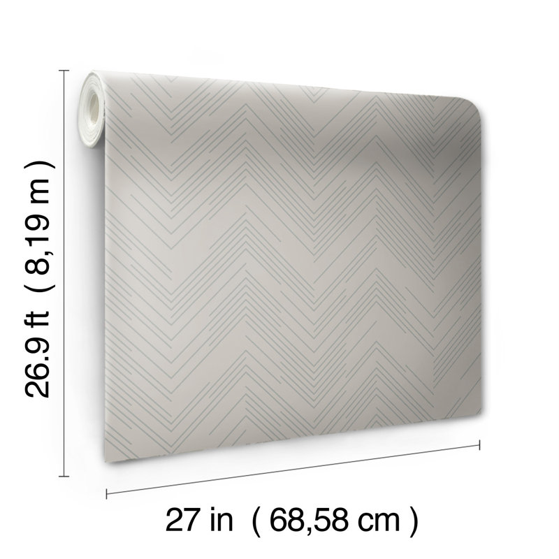 Rouleau de papier peint métallique L 26,9 pi x l 27 po, Taupe / argent